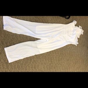White Ruffle Top Jumpsuit